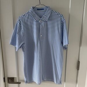 J. McLaughlin Light Blue and White Striped Casual Shirt